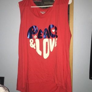 peace & love red tank top
